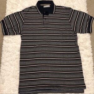 Nicklaus‎ Striped Polo Short Sleeve Shirt Blue Medium